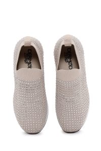 کتونی نگین دار کف ضخیم بژ زنانه دری مد