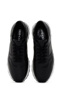 کتونی چرمی زیره ضخیم مشکی مردانه دری مد