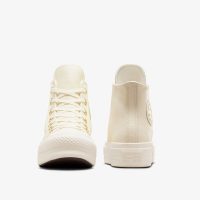 کتونی چرمی کانورس آل استار Chuck Taylor All Star Lift کرم زنانه لژدار اورجینال