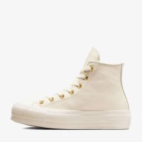 کتونی چرمی کانورس آل استار Chuck Taylor All Star Lift کرم زنانه لژدار اورجینال