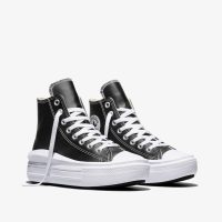 کتونی کانورس آل استار Chuck Taylor All Star Move مشکی چرمی لژدار مردانه و زنانه اورجینال