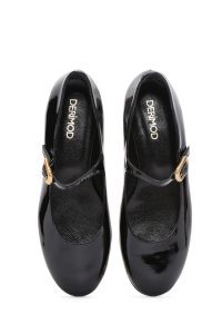 کفش باله ای چرمی مشکی زنانه دری مد