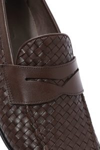 کفش رسمی مردانه قهوه‌ای چرمی بافتی دری مد