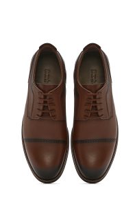 کفش رسمی مردانه قهوه‌ای چرمی بنددار دری مد