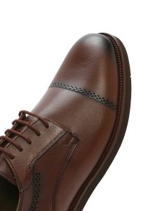 کفش رسمی مردانه قهوه‌ای چرمی بنددار دری مد