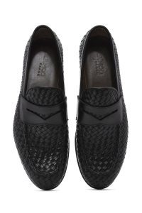 کفش رسمی مردانه مشکی چرمی بافتی دری مد