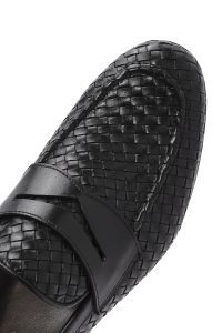 کفش رسمی مردانه مشکی چرمی بافتی دری مد