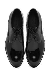 کفش رسمی مردانه مشکی چرمی براق بنددار دری مد