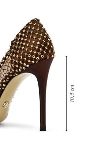 کفش زنانه برنز نگین‌دار پاشنه‌بلند نازک استیلتو دری مد