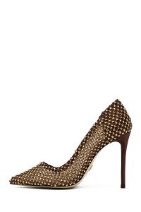 کفش زنانه برنز نگین‌دار پاشنه‌بلند نازک استیلتو دری مد