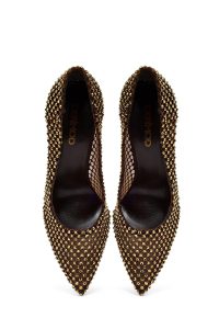 کفش زنانه برنز نگین‌دار پاشنه‌بلند نازک استیلتو دری مد