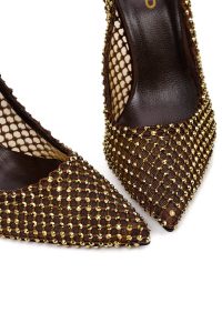 کفش زنانه برنز نگین‌دار پاشنه‌بلند نازک استیلتو دری مد