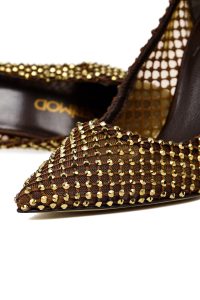 کفش زنانه برنز نگین‌دار پاشنه‌بلند نازک استیلتو دری مد