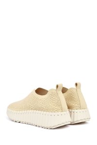 کفش زنانه جیر بژ طرح‌دار لژدار راحتی دری مد