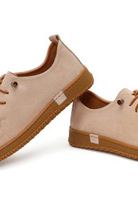 کفش زنانه جیر و چرم بژ بندی راحتی دری مد