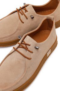 کفش زنانه جیر و چرم بژ بندی راحتی دری مد