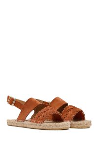 کفش زنانه حصیری جیر نارنجی با جزئیات بافتی دری مد