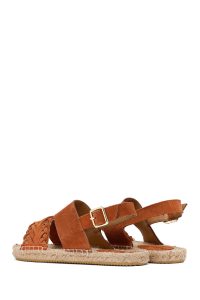 کفش زنانه حصیری جیر نارنجی با جزئیات بافتی دری مد