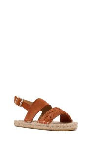 کفش زنانه حصیری جیر نارنجی با جزئیات بافتی دری مد