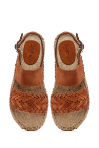 کفش زنانه حصیری جیر نارنجی با جزئیات بافتی دری مد