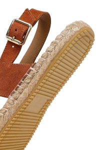 کفش زنانه حصیری جیر نارنجی با جزئیات بافتی دری مد