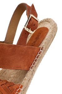 کفش زنانه حصیری جیر نارنجی با جزئیات بافتی دری مد