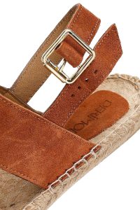 کفش زنانه حصیری جیر نارنجی با جزئیات بافتی دری مد