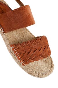 کفش زنانه حصیری جیر نارنجی با جزئیات بافتی دری مد