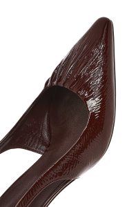 کفش زنانه زرشکی چرم پاشنه نازک پشت باز دری مد