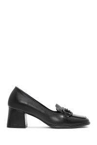 کفش زنانه مشکی با جزئیات سگک پاشنه‌بلند ضخیم دری مد