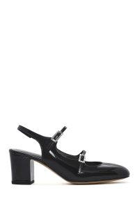 کفش زنانه مشکی دو سگک پشت‌باز پاشنه‌بلند ضخیم دری مد