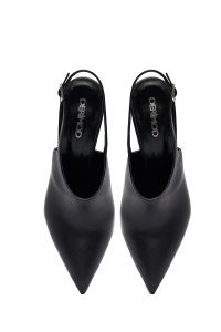 کفش زنانه مشکی سگک‌دار پشت‌باز پاشنه‌بلند نازک دری مد