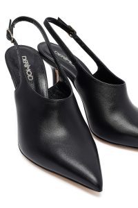 کفش زنانه مشکی سگک‌دار پشت‌باز پاشنه‌بلند نازک دری مد