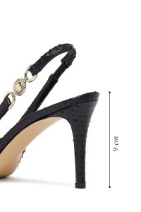 کفش زنانه مشکی سگک‌دار پشت‌باز پاشنه‌نازک دری مد