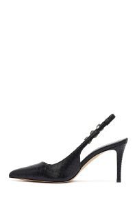 کفش زنانه مشکی سگک‌دار پشت‌باز پاشنه‌نازک دری مد