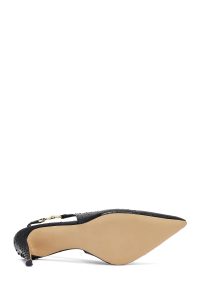 کفش زنانه مشکی سگک‌دار پشت‌باز پاشنه‌نازک دری مد