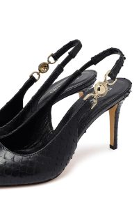 کفش زنانه مشکی سگک‌دار پشت‌باز پاشنه‌نازک دری مد