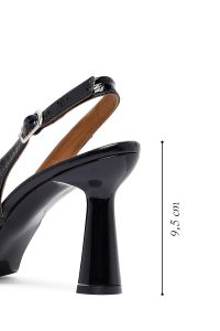 کفش زنانه مشکی پشت‌باز پاشنه‌بلند ضخیم دری مد