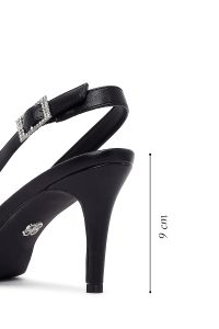 کفش زنانه مشکی پشت‌باز پاشنه‌نازک دری مد