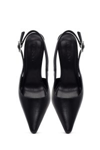 کفش زنانه مشکی پشت‌باز پاشنه‌نازک دری مد