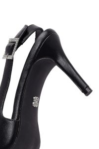 کفش زنانه مشکی پشت‌باز پاشنه‌نازک دری مد