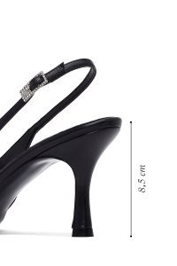 کفش زنانه مشکی پشت‌باز پاشنه‌نازک دری مد