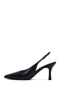 کفش زنانه مشکی پشت‌باز پاشنه‌نازک دری مد