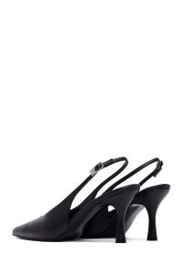 کفش زنانه مشکی پشت‌باز پاشنه‌نازک دری مد