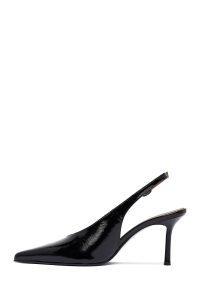 کفش زنانه مشکی پشت‌باز پاشنه‌نازک دری مد