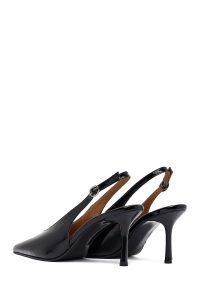 کفش زنانه مشکی پشت‌باز پاشنه‌نازک دری مد