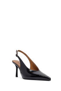 کفش زنانه مشکی پشت‌باز پاشنه‌نازک دری مد