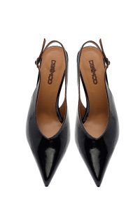 کفش زنانه مشکی پشت‌باز پاشنه‌نازک دری مد