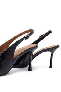 کفش زنانه مشکی پشت‌باز پاشنه‌نازک دری مد