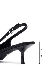 کفش زنانه مشکی پشت‌باز پاپیون‌دار پاشنه‌نازک دری مد